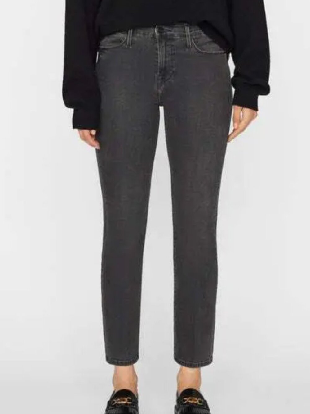 FRAME Le High Straight Leg Jeans in Tierra Washed Black (28)